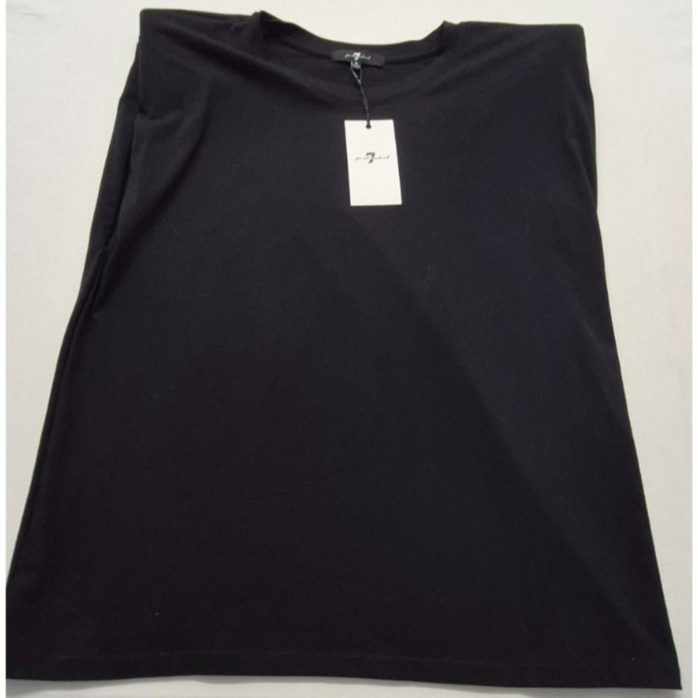 NWT 7 For All Mankind women's top Medium black‎ sleeveless shoulder pads Cotton